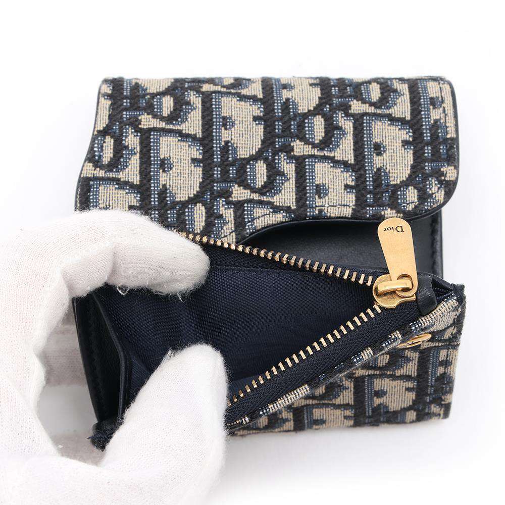 Christian Dior Tri fold Wallet Saddle Oblique Compact - Picture 6 of 12